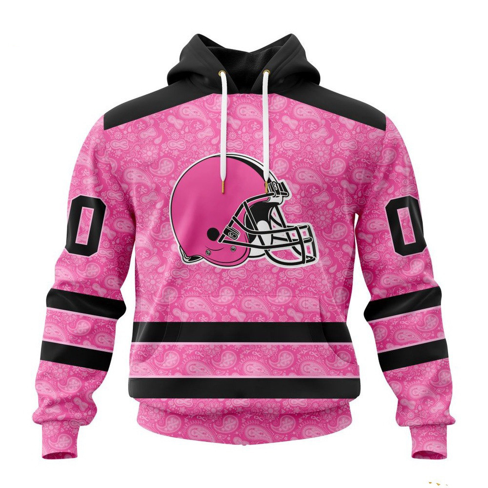 Custom NFL Cleveland Browns Pink Design Fight Breast Cancer Hoodie Best Football Gifts