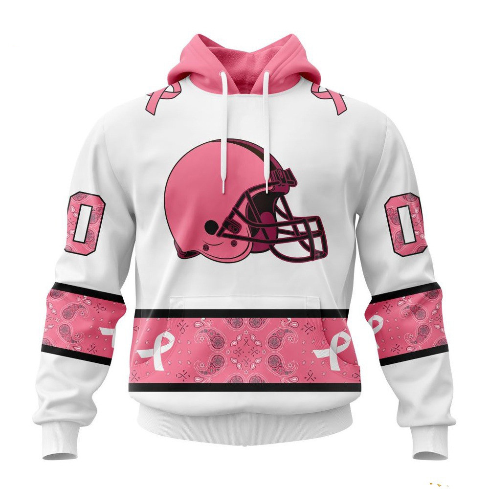 Custom NFL Cleveland Browns Pink Design Fight Breast Cancer Hoodie Football Themed Gifts
