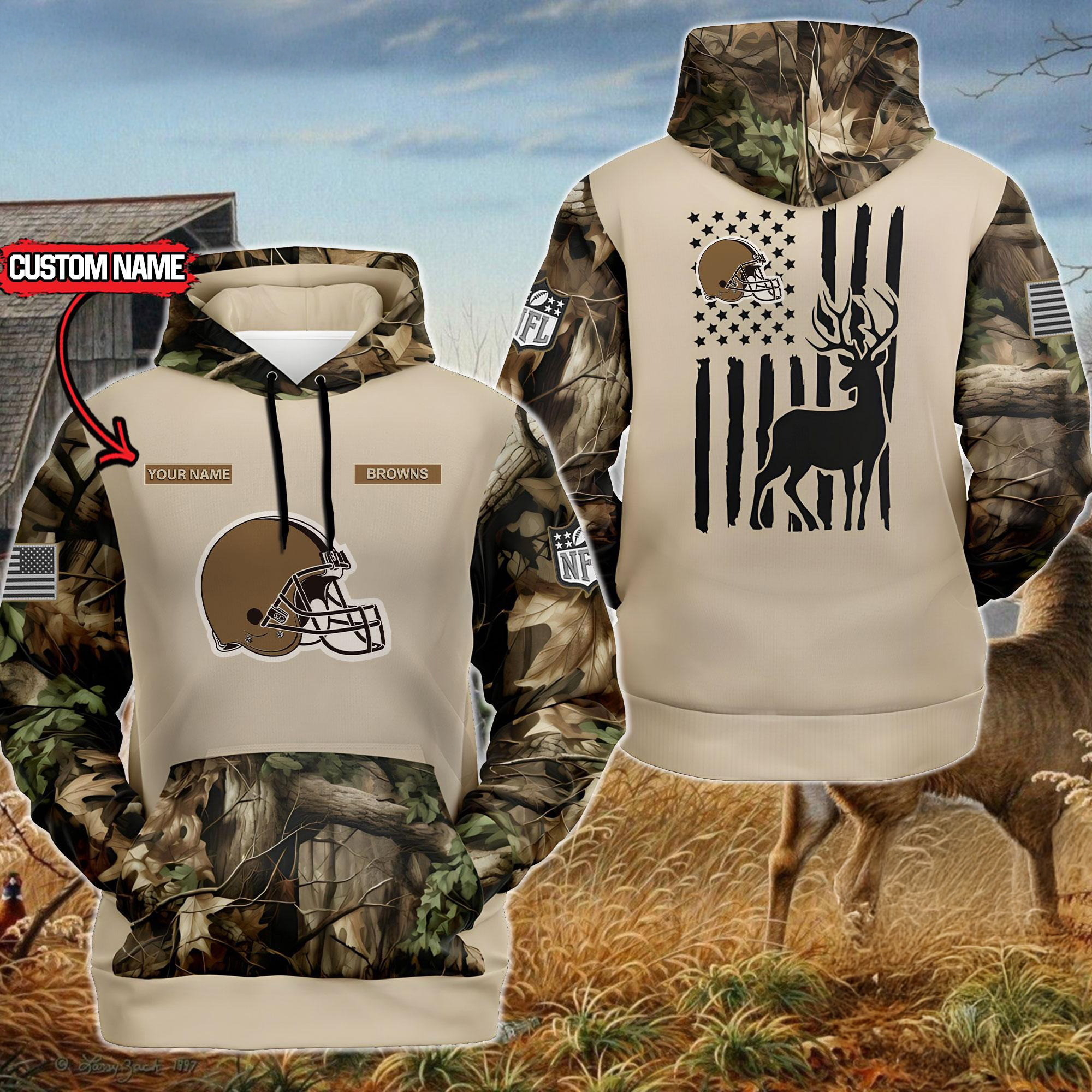 Custom NFL Cleveland Browns Special Deer Hunting Hoodie Unique Gifts For Football Fans