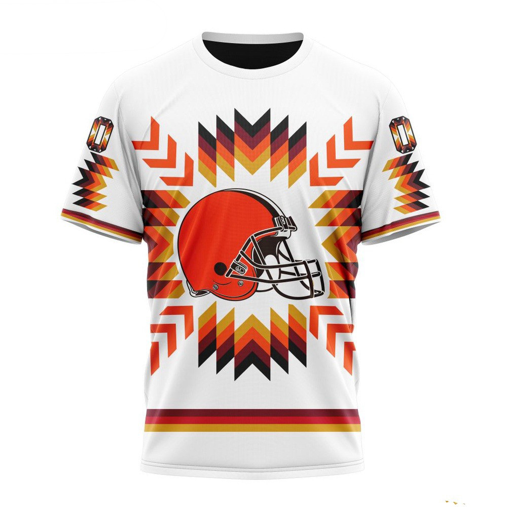 Custom NFL Cleveland Browns T-Shirt With Native Pattern Presents For Football Lovers