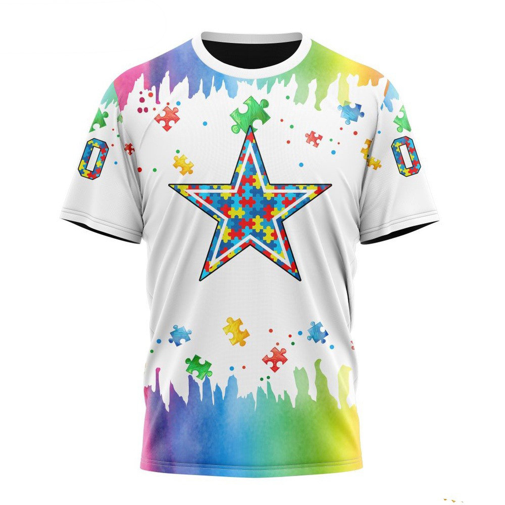 Custom NFL Dallas Cowboys Autism Awareness T-Shirt Presents For Football Fans