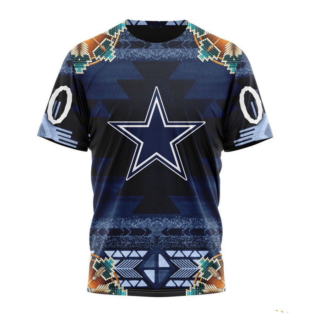 Custom NFL Dallas Cowboys T-Shirt With Native Pattern Best Gifts For NFL Fans