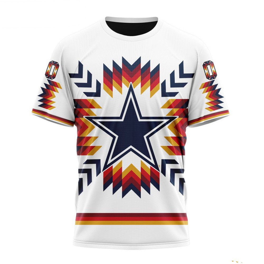 Custom NFL Dallas Cowboys T-Shirt With Native Pattern Football Gifts For Men