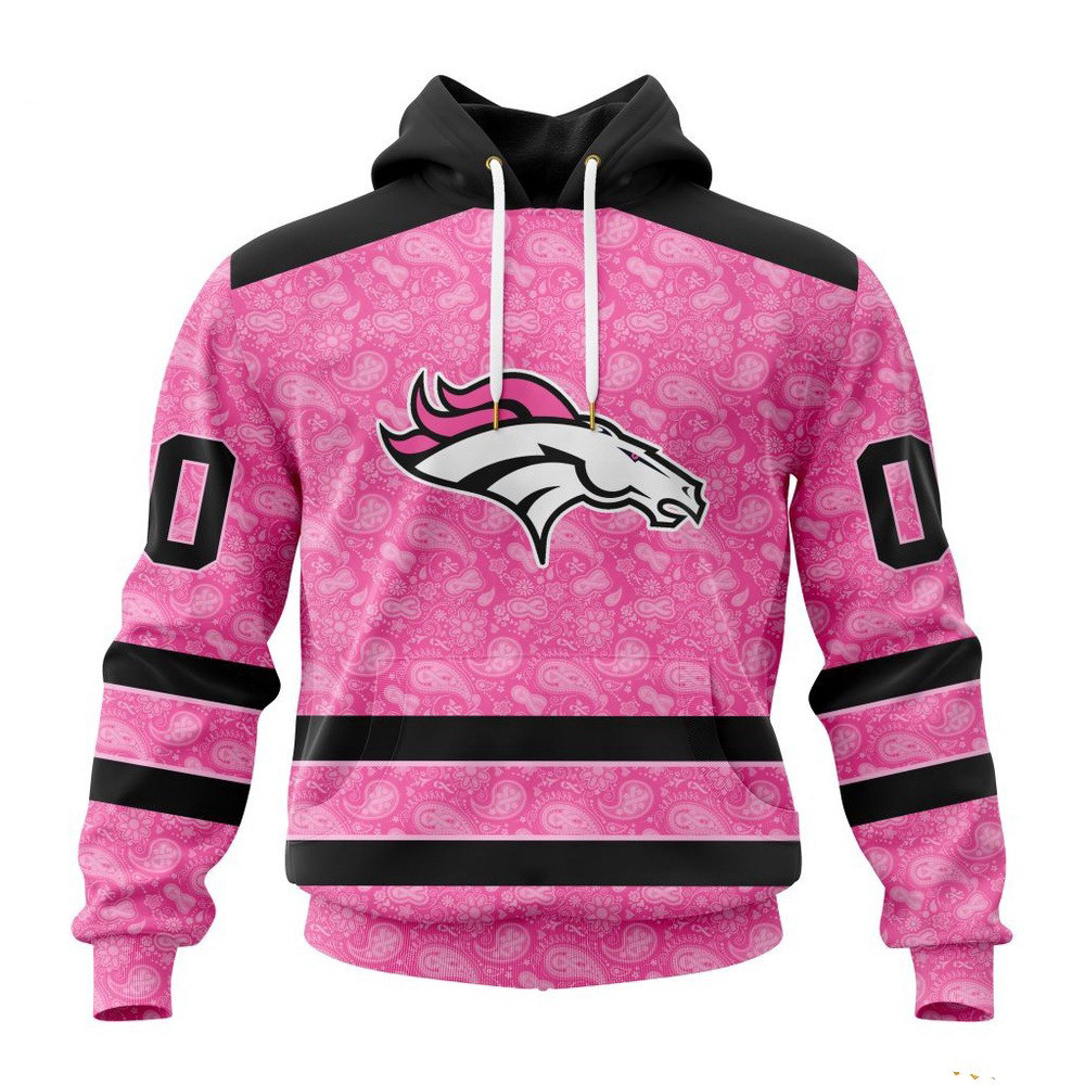 Custom NFL Denver Broncos Fight Breast Cancer Hoodie Best Gifts For Football Fans