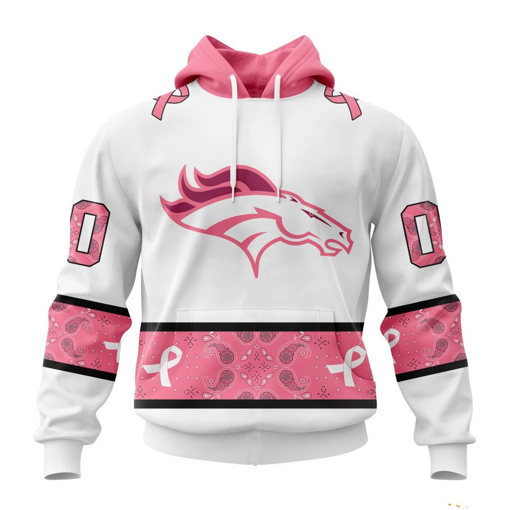 Custom NFL Denver Broncos Fight Breast Cancer Hoodie Presents For Football Fans