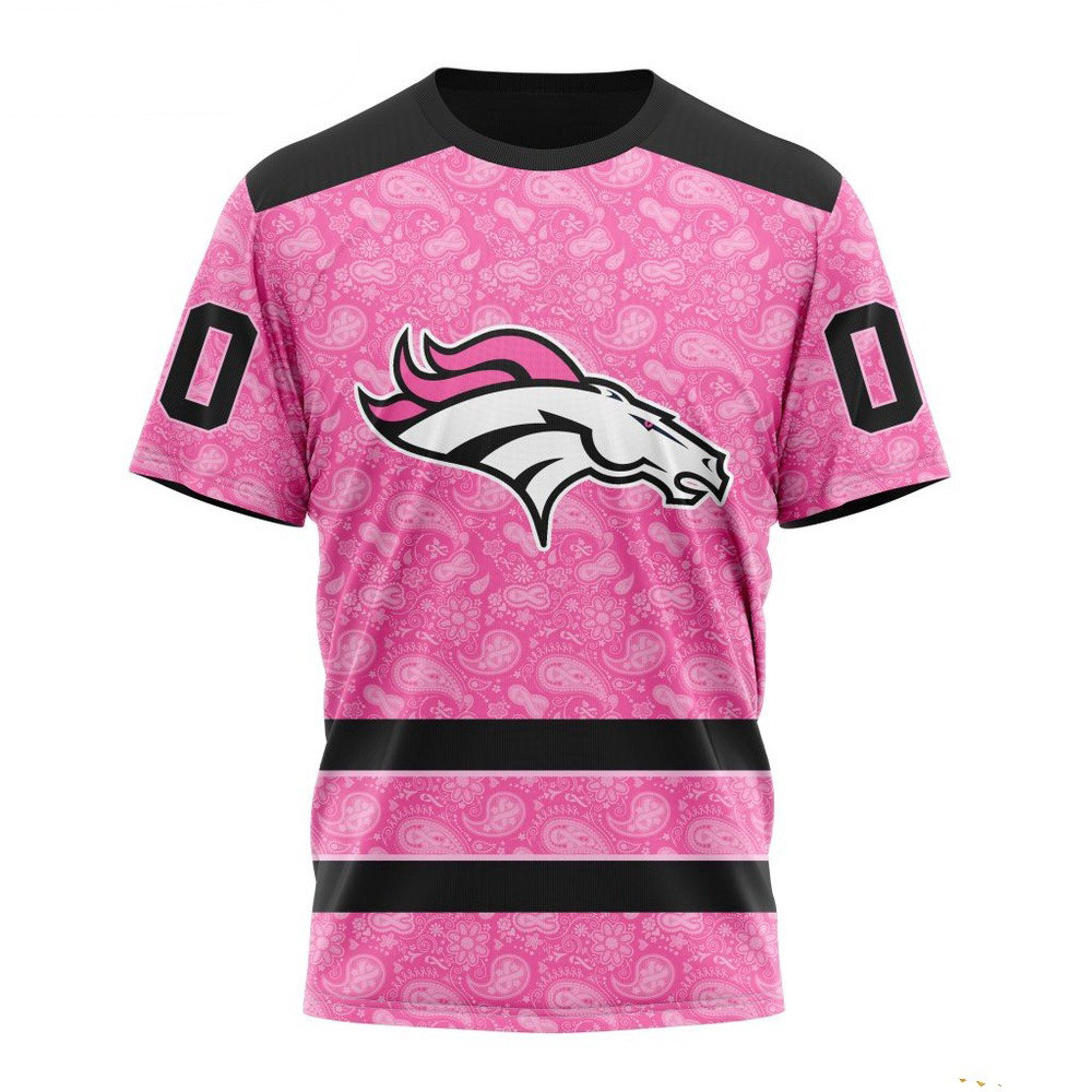 Custom NFL Denver Broncos Pink Design Fight Breast Cancer T-Shirt Football Lovers Gifts