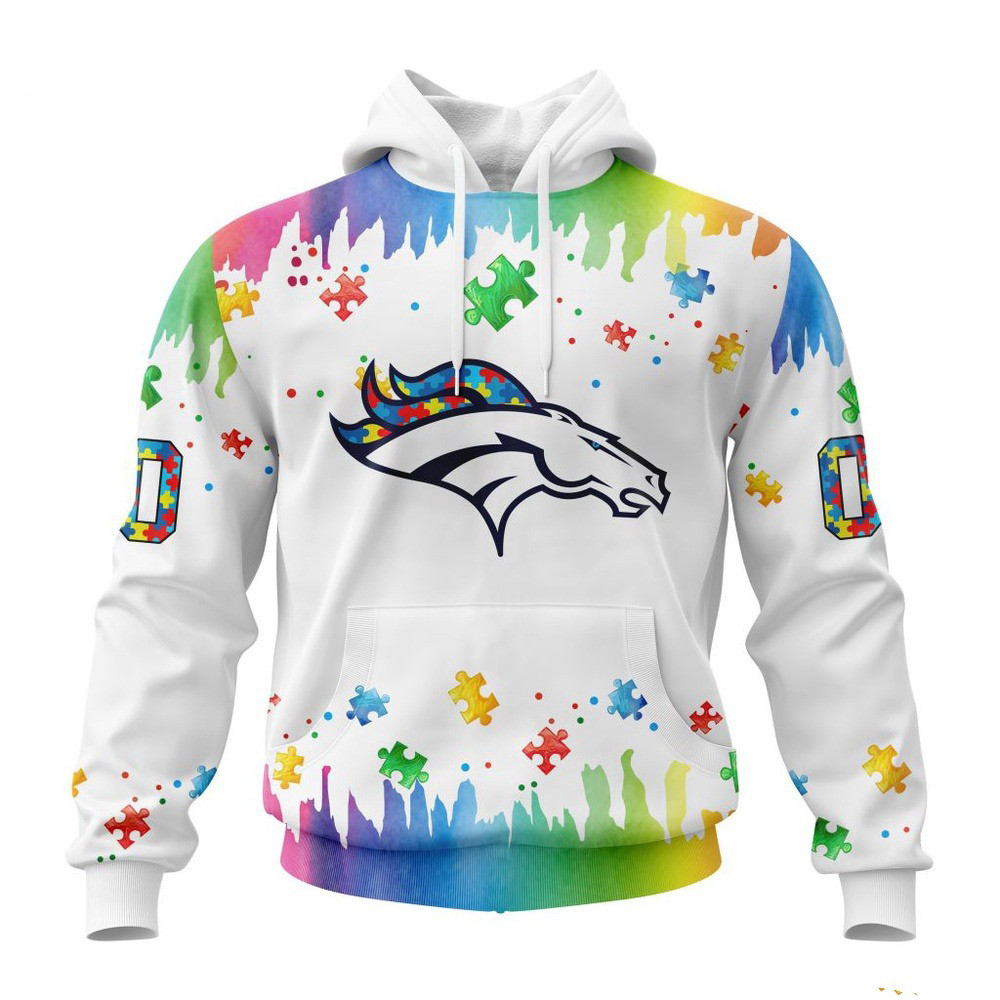 Custom NFL Denver Broncos Special Autism Awareness Hoodie Presents For Football Lovers