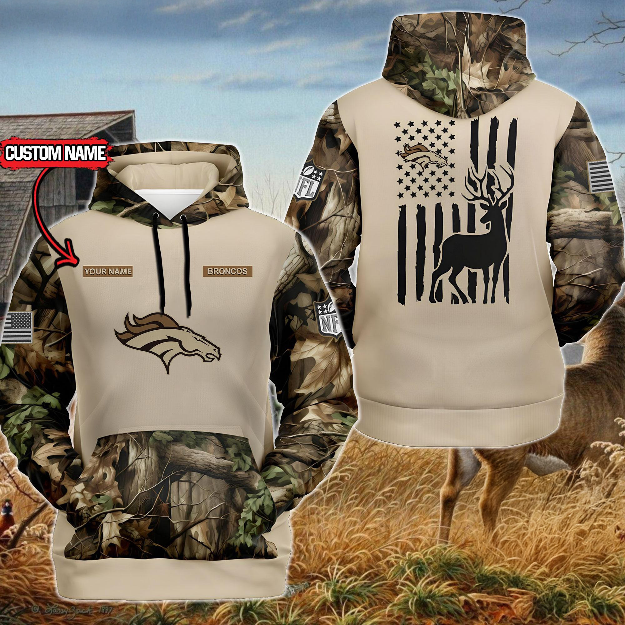 Custom NFL Denver Broncos Special Deer Hunting Hoodie Football Gifts For Men