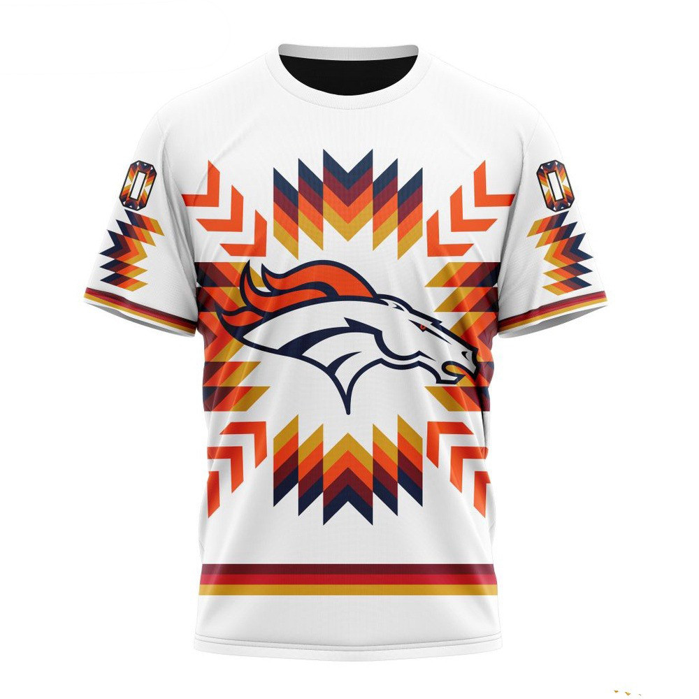 Custom NFL Denver Broncos T-Shirt With Native Pattern Gifts For Football Fan