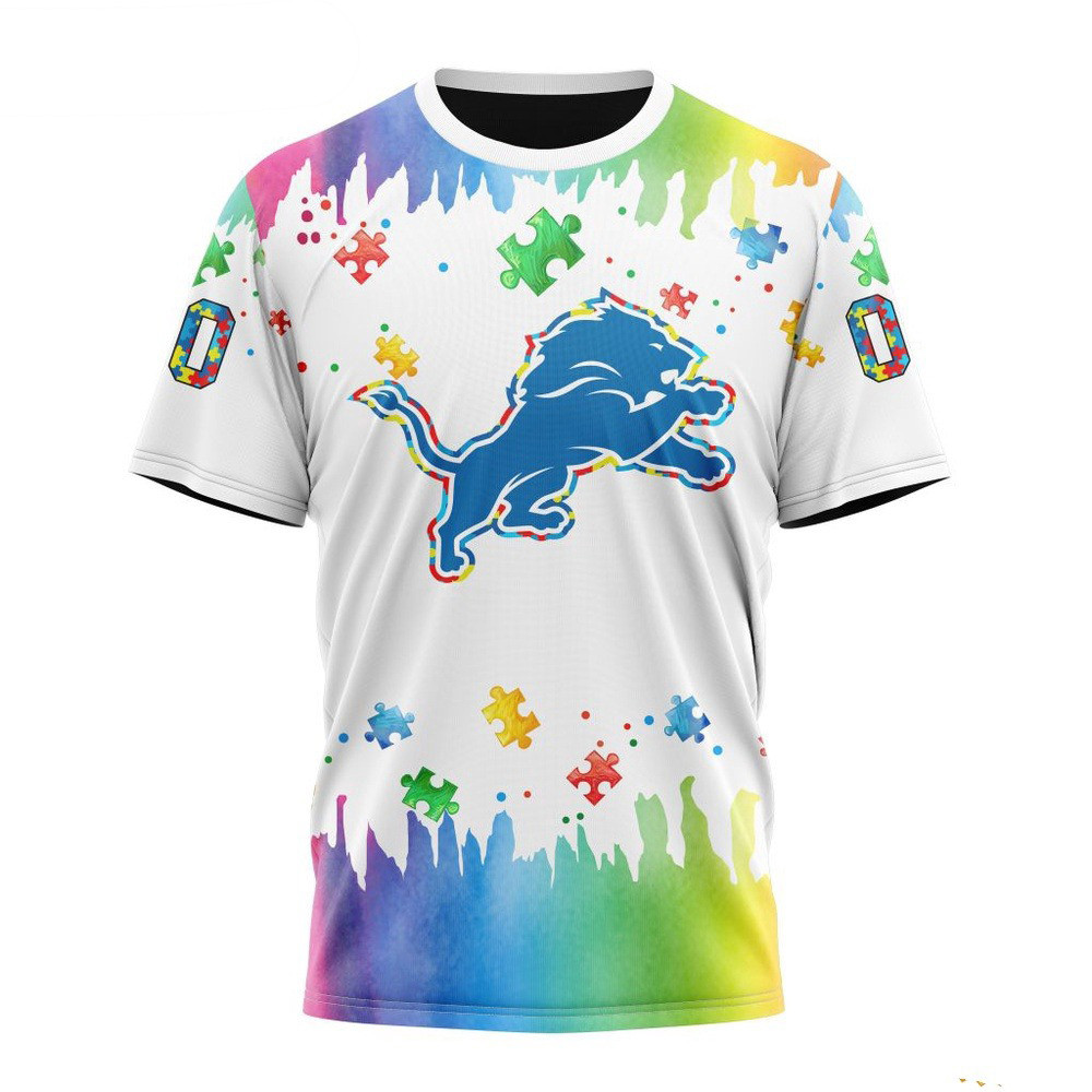 Custom NFL Detroit Lions Autism Awareness Design T-Shirt Presents For Football Lovers