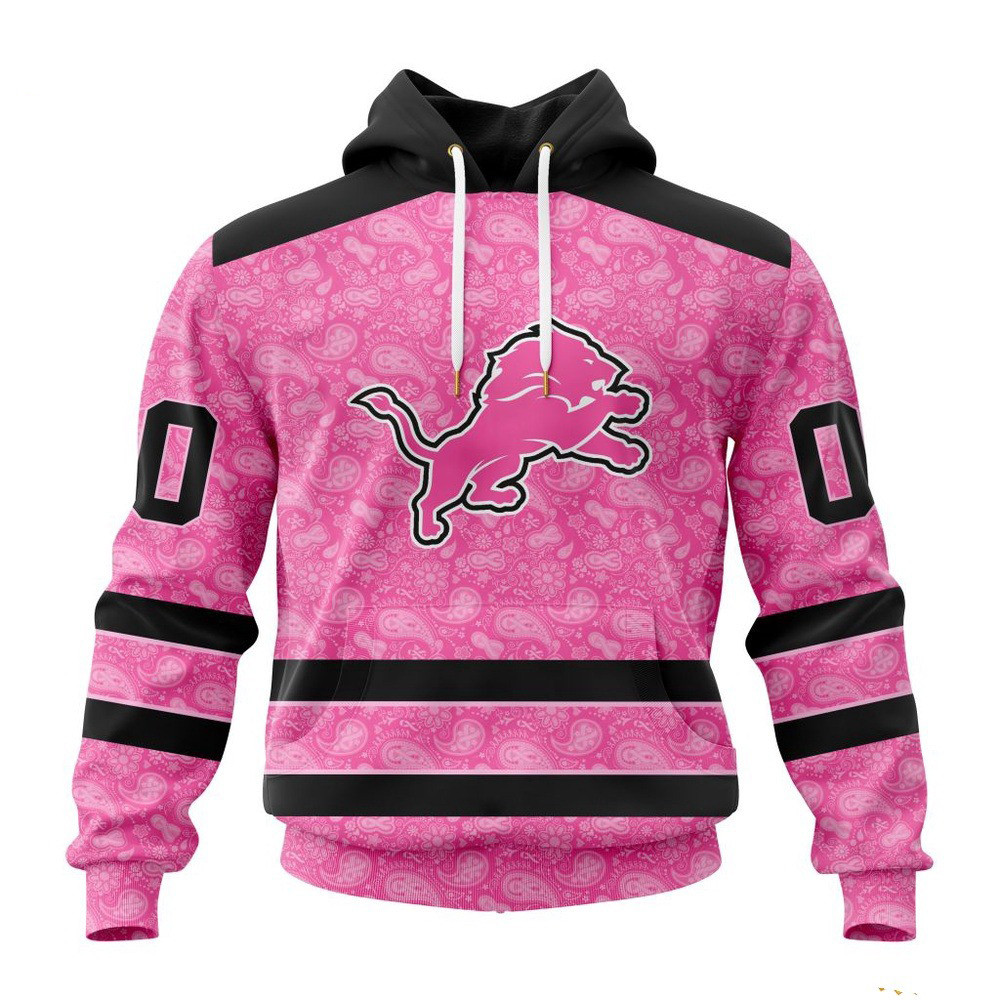Custom NFL Detroit Lions Fight Breast Cancer Hoodie Presents For Football Lovers