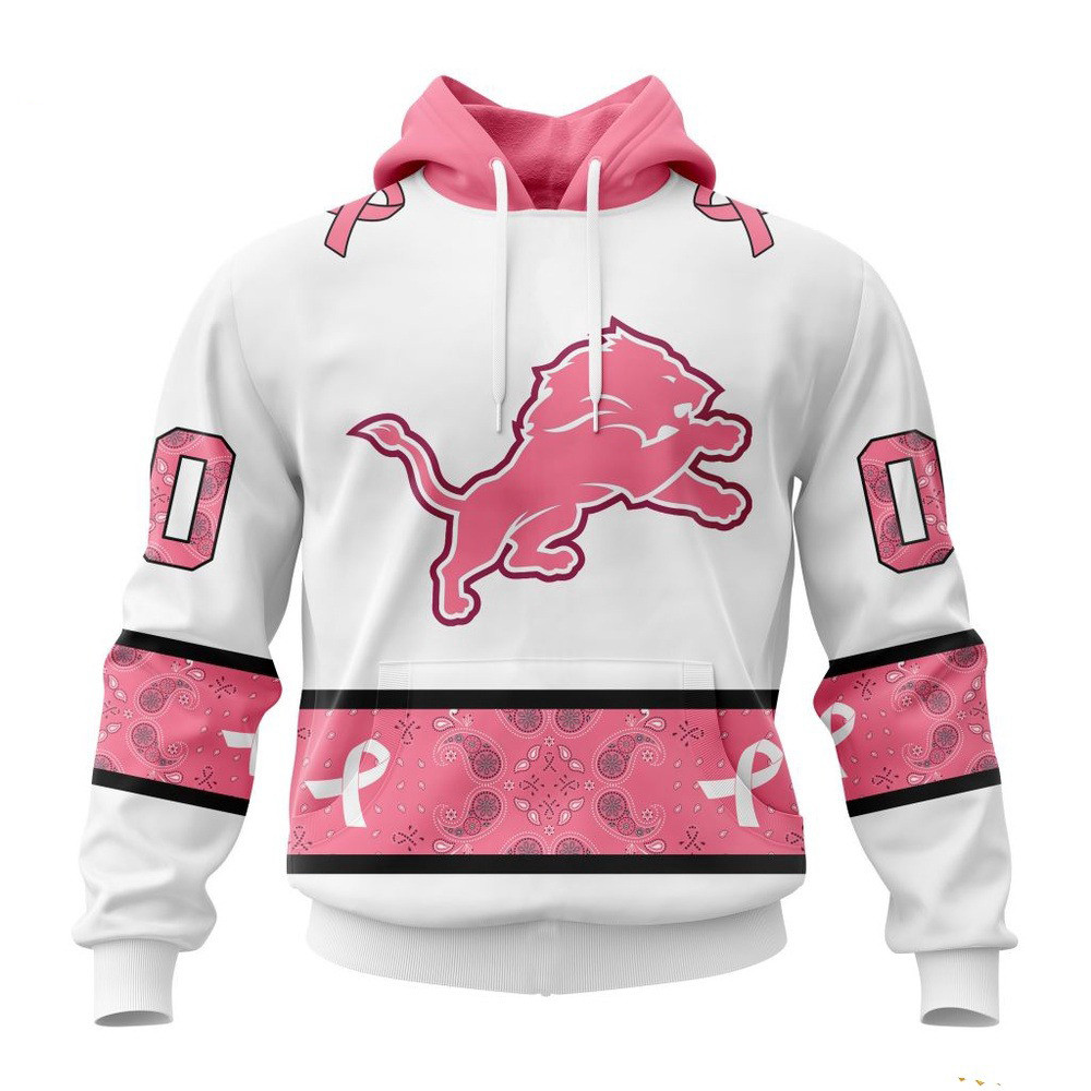 Custom NFL Detroit Lions Fight Breast Cancer Hoodie Unique Gifts For Football Fans