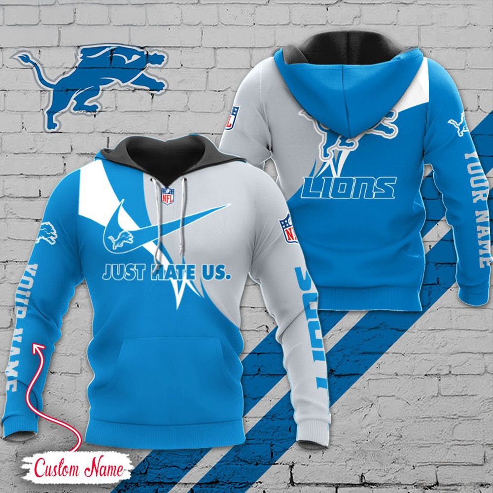 Custom NFL Detroit Lions Hoodie Just Hate US Sport Hoodie Gift Ideas For Football Lovers