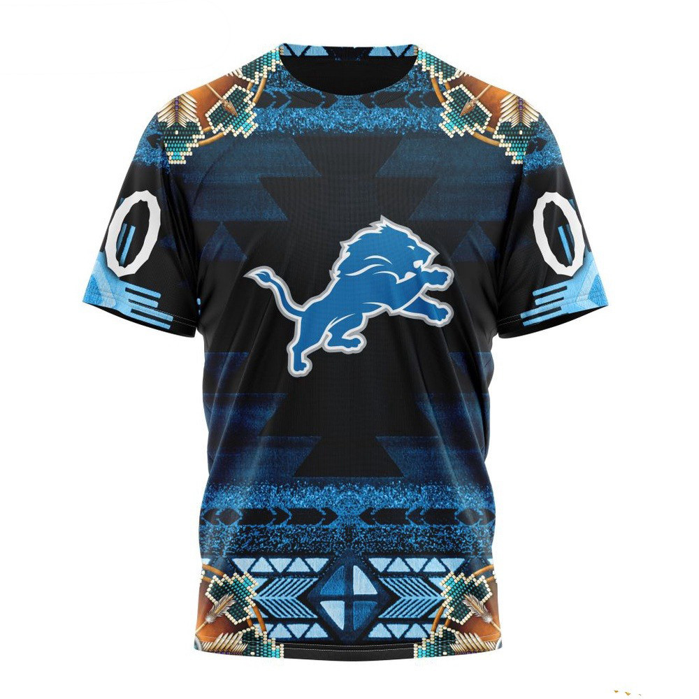 Custom NFL Detroit Lions Native Costume Design T-Shirt Best Football Gifts