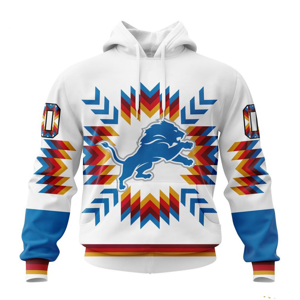 Custom NFL Detroit Lions Native Pattern Hoodie Best Gift For Football Lovers