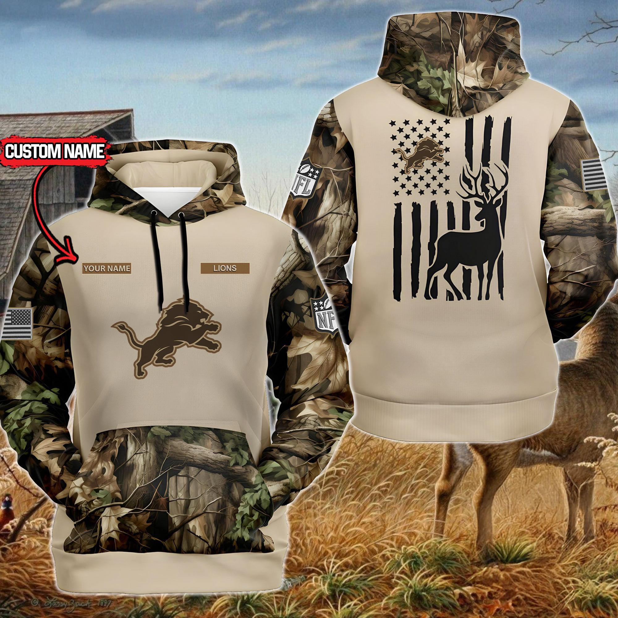 Custom NFL Detroit Lions Special Deer Hunting Hoodie Best Football Gifts