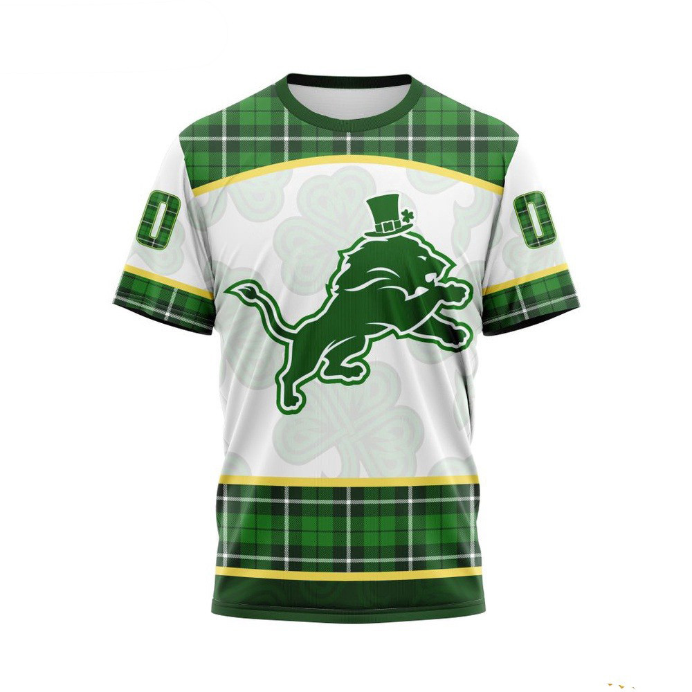 Custom NFL Detroit Lions St Patrick's Day Design T-Shirt Football Gifts For Men