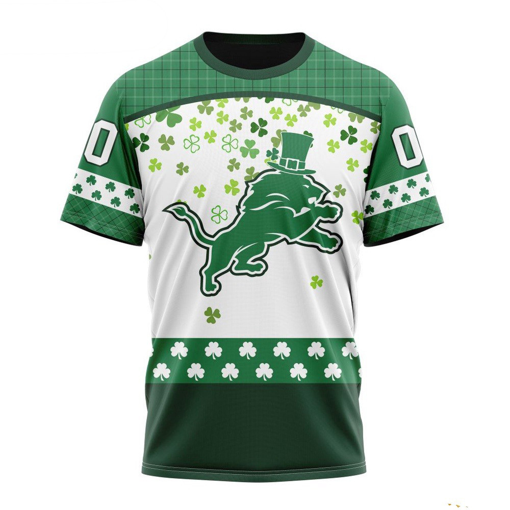 Custom NFL Detroit Lions St Patrick's Day Design T-Shirt Football Related Gifts