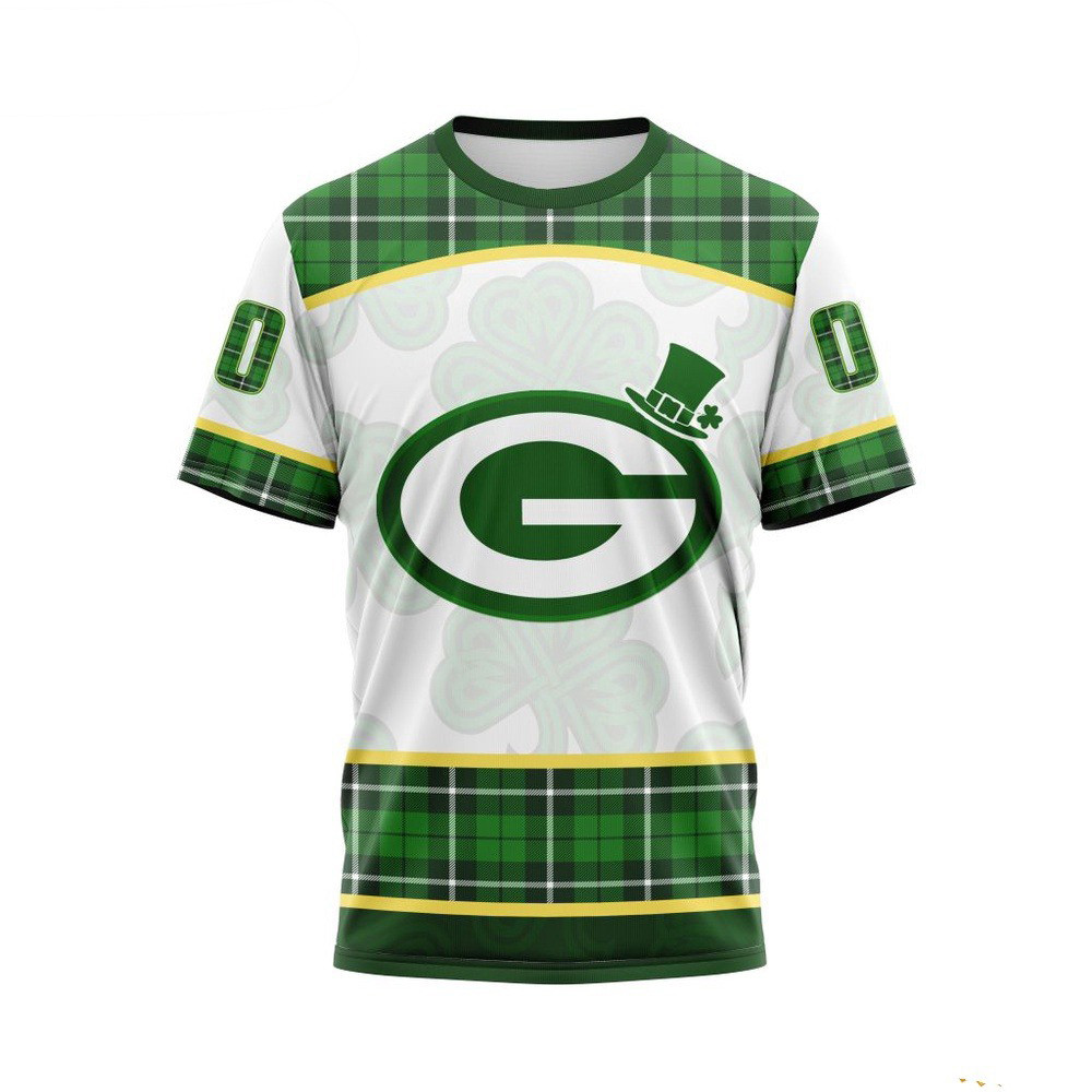 Custom NFL Green Bay Packers T-Shirt For St Patrick's Day Football Related Gifts
