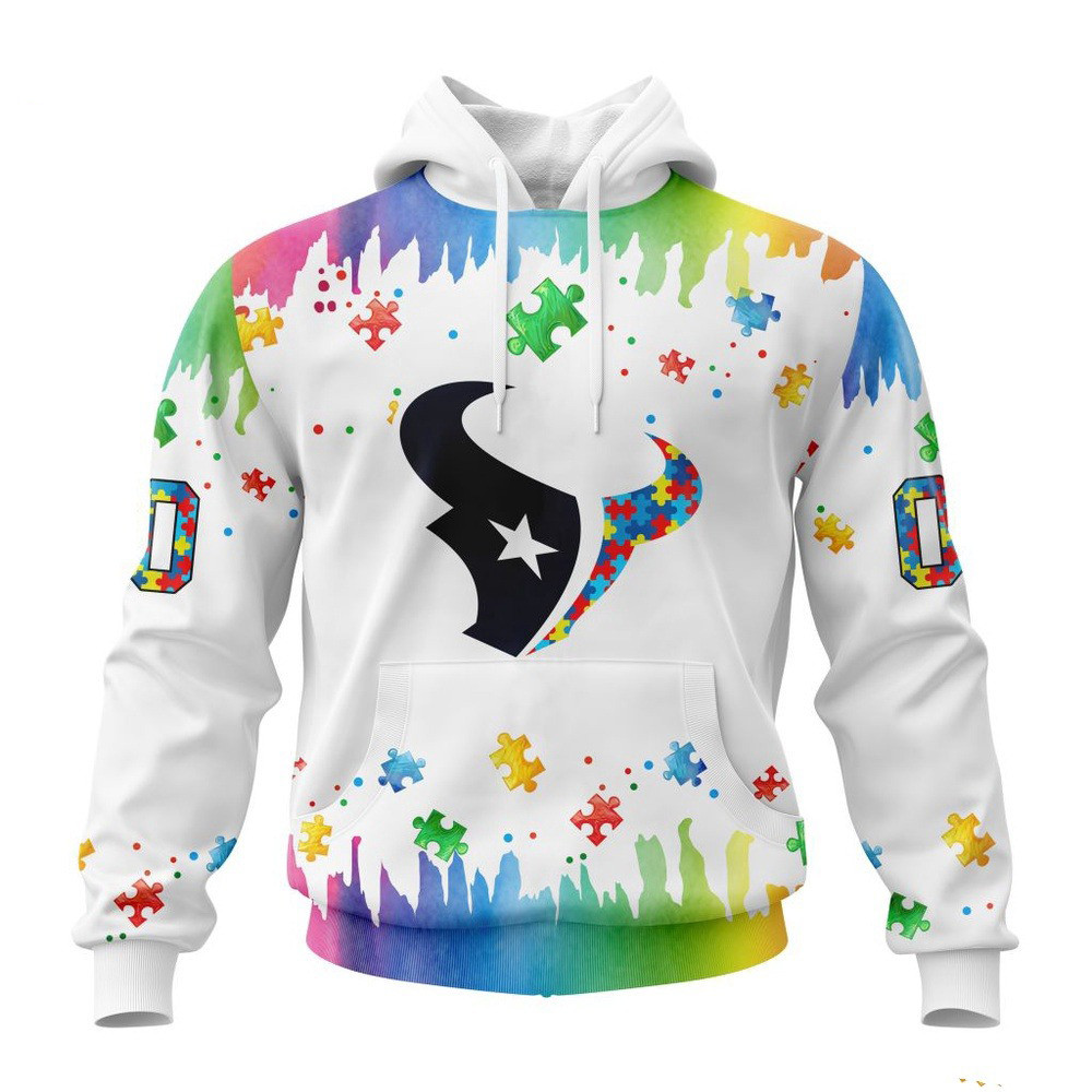 Custom NFL Houston Texans Autism Awareness Design 3D Hoodie Unique Gifts For Football Lovers