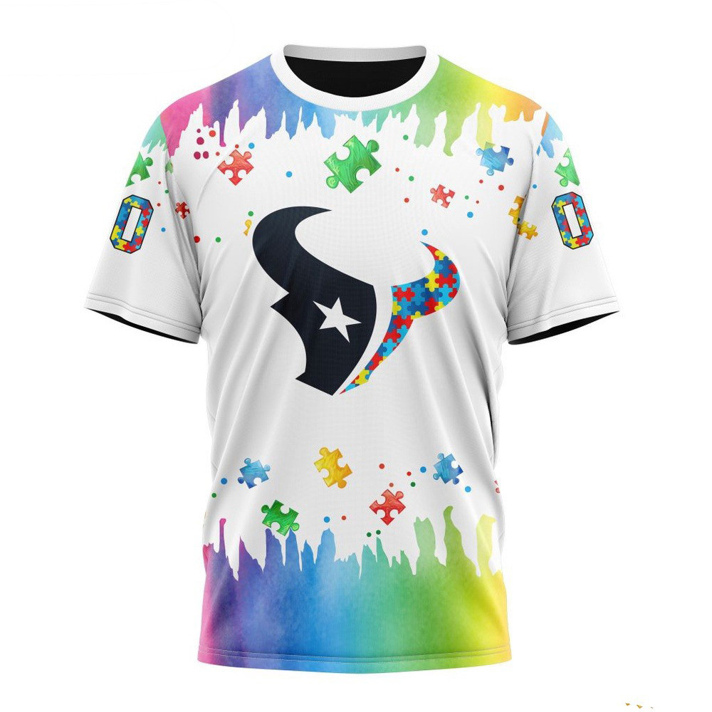 Custom NFL Houston Texans Autism Awareness Design T-Shirt Football Themed Gifts