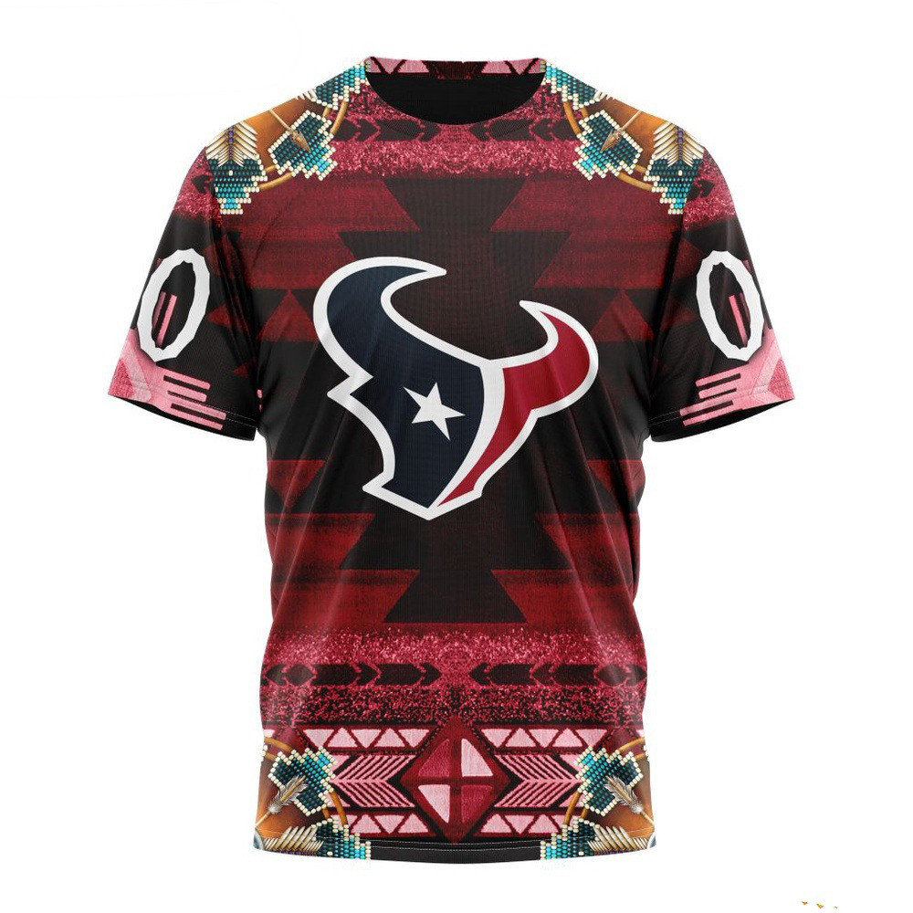 Custom NFL Houston Texans Native Costume Design T-Shirt Best Gifts For Football Fans