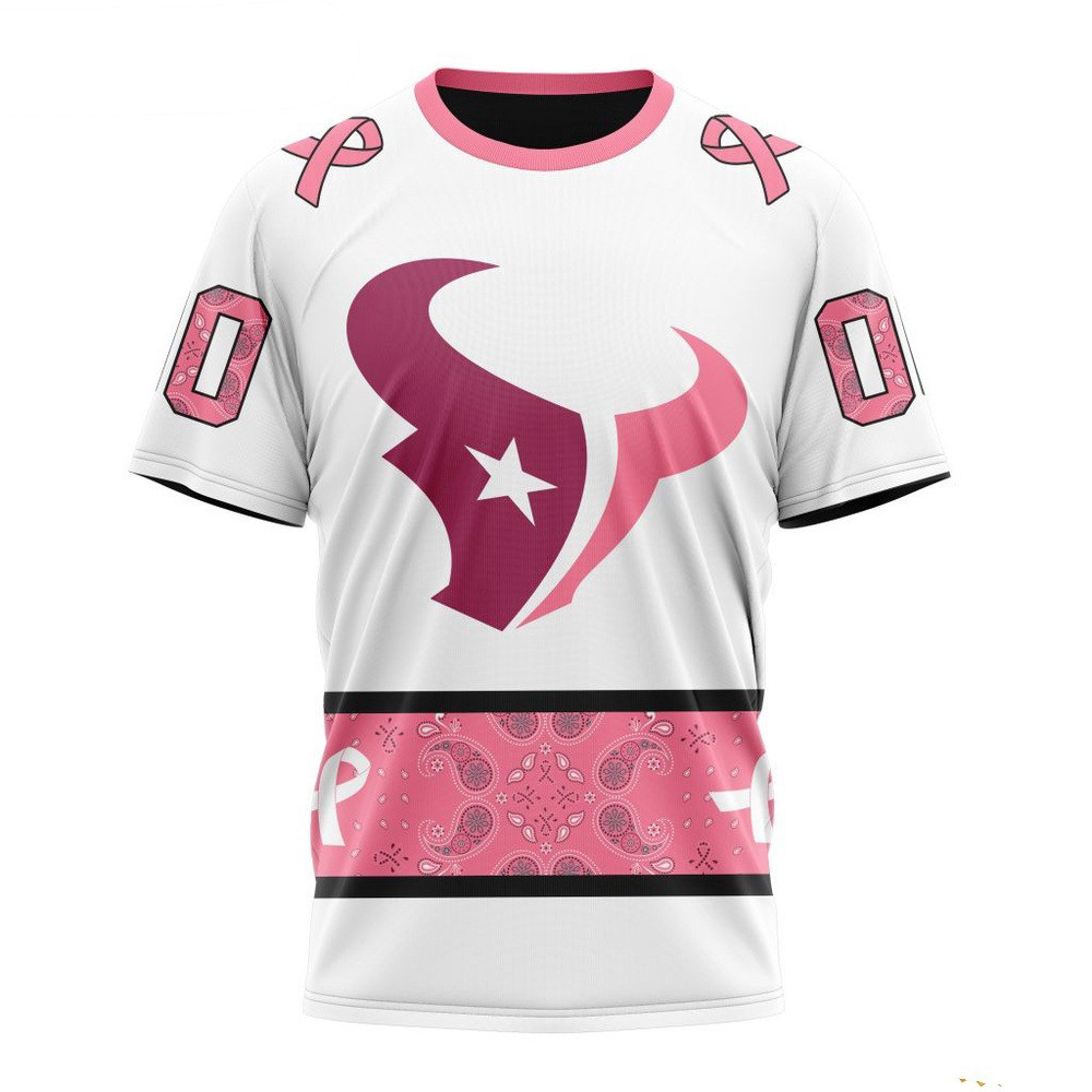 Custom NFL Houston Texans Pink Design Fight Breast Cancer T-Shirt Best Gifts For NFL Fans