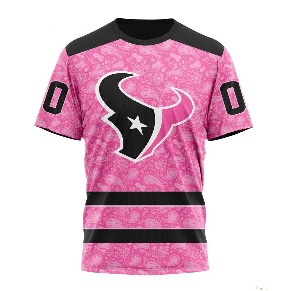Custom NFL Houston Texans Pink Design Fight Breast Cancer T-Shirt Football Themed Gifts