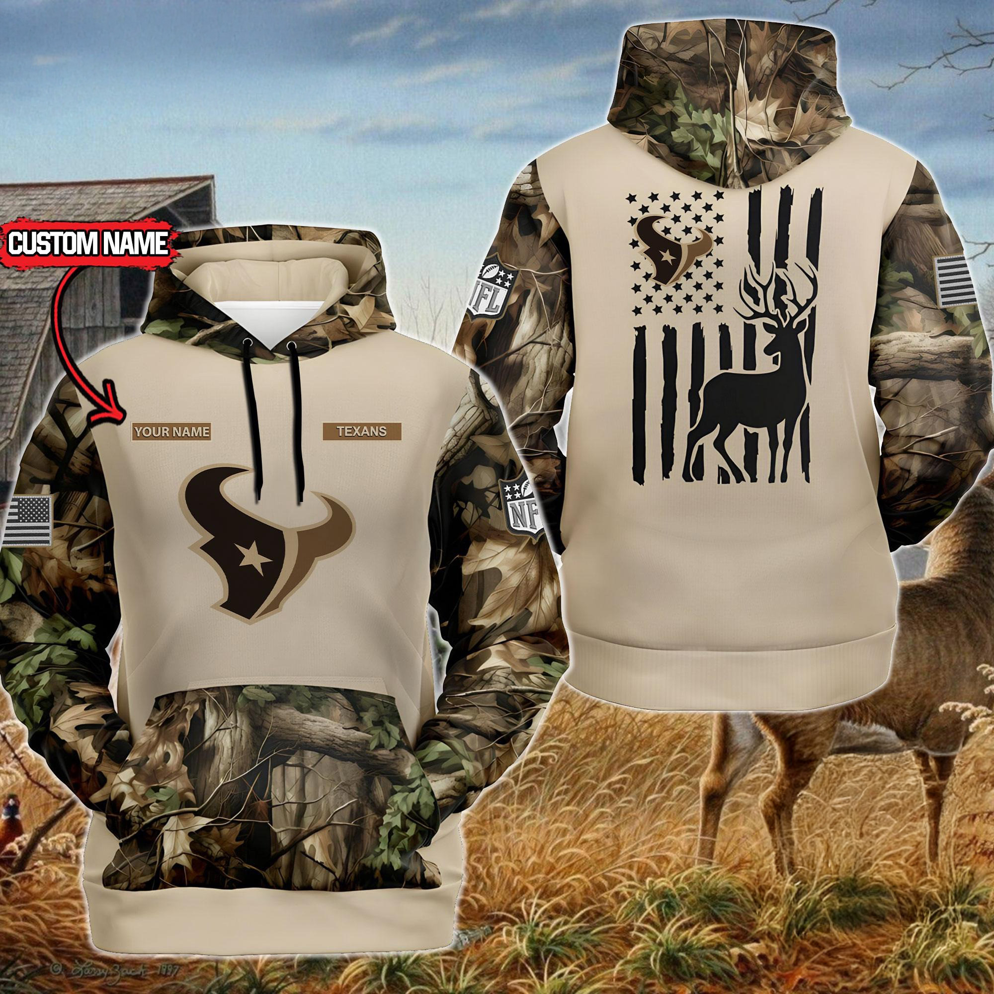 Custom NFL Houston Texans Special Deer Hunting Hoodie Presents For Football Fans