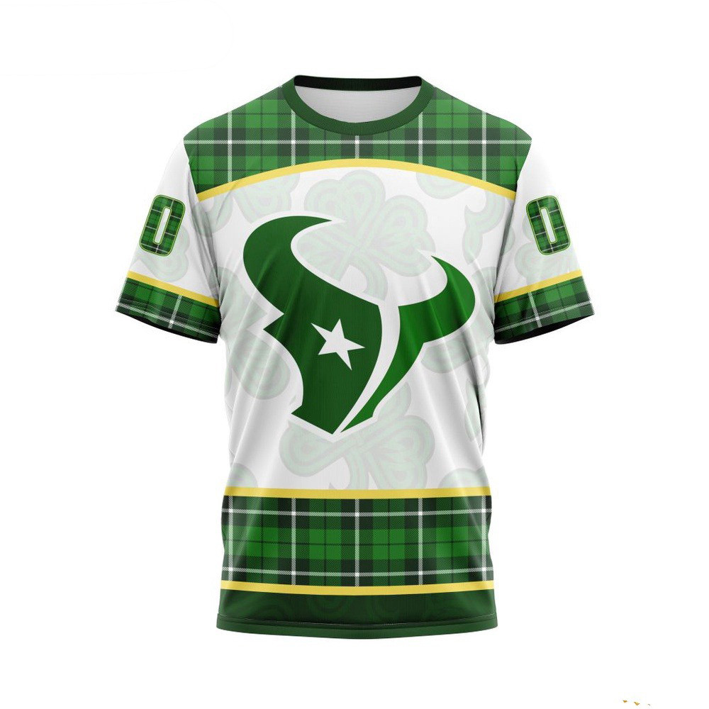 Custom NFL Houston Texans St Patricks Day Design T-Shirt Football Fan Gift Ideas
