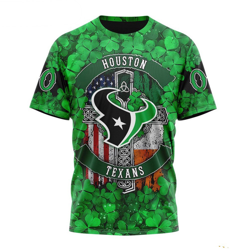 Custom NFL Houston Texans St Patricks Day Design T-Shirt Football Gifts For Men