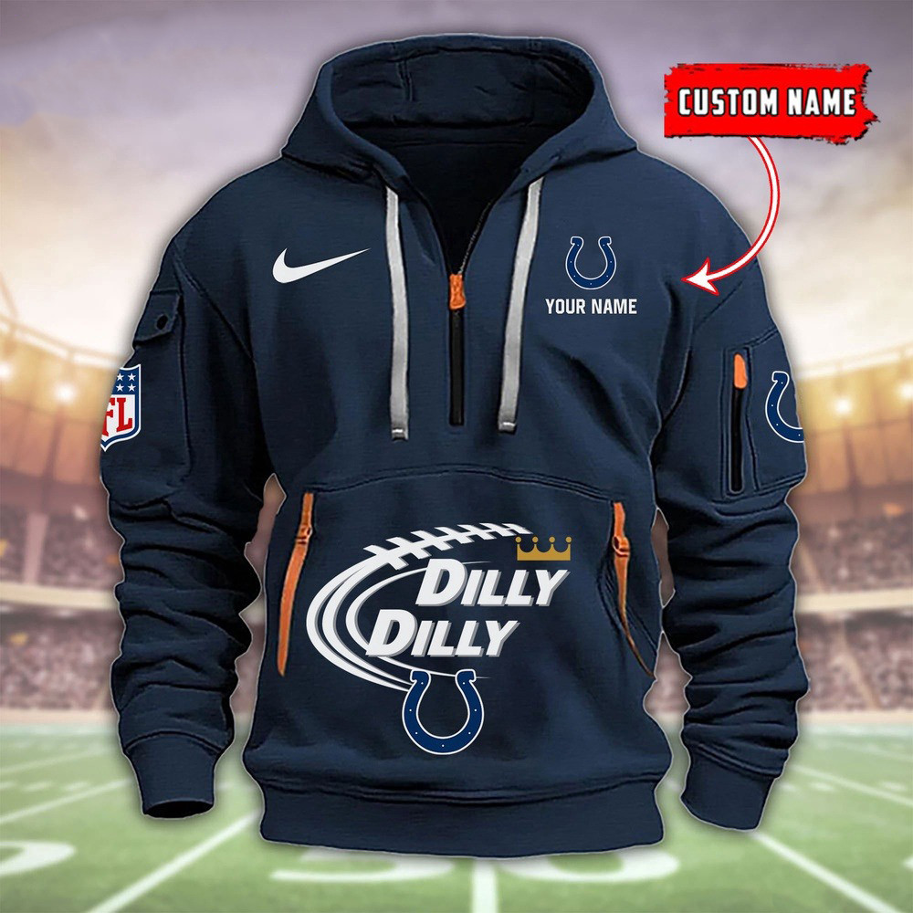 Custom NFL Indianapolis Colts Dilly Dilly Football Quarter Zip Hoodie Clothing Fan Gifts