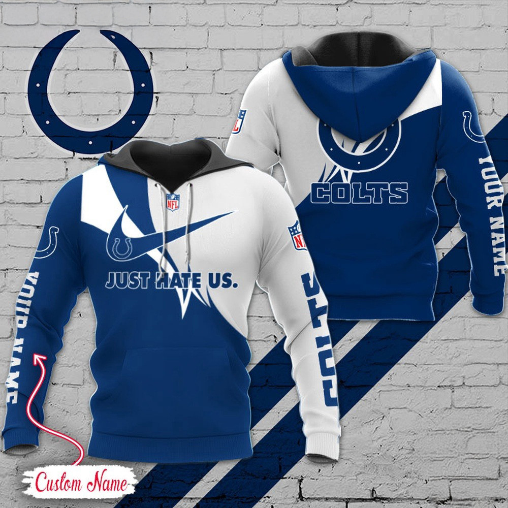 Custom NFL Indianapolis Colts Hoodie Just Hate US Sport Hoodie Presents For Football Lovers