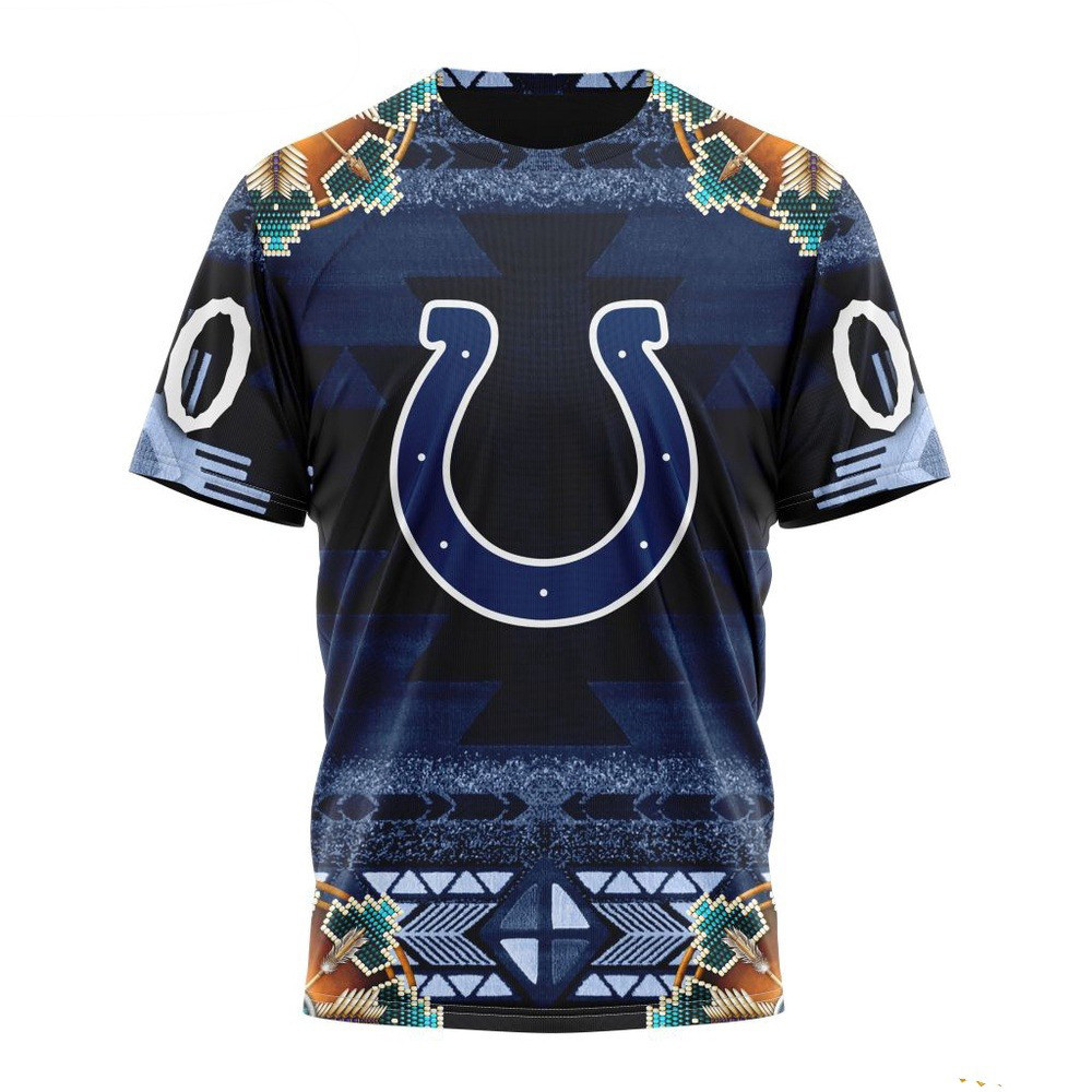 Custom NFL Indianapolis Colts Native Costume Design T-Shirt Unique Gifts For Football Fans
