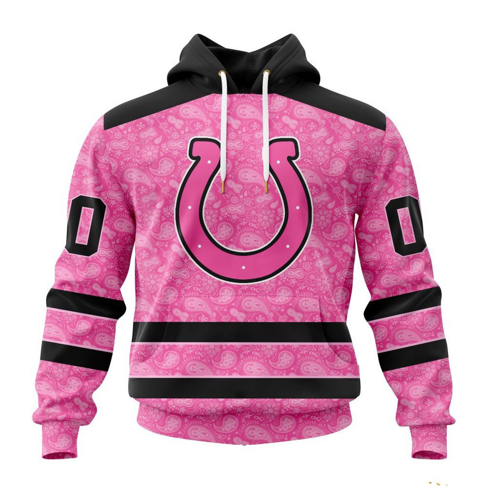 Custom NFL Indianapolis Colts Pink Design Fight Breast Cancer Hoodie Best Gifts For Football Fans