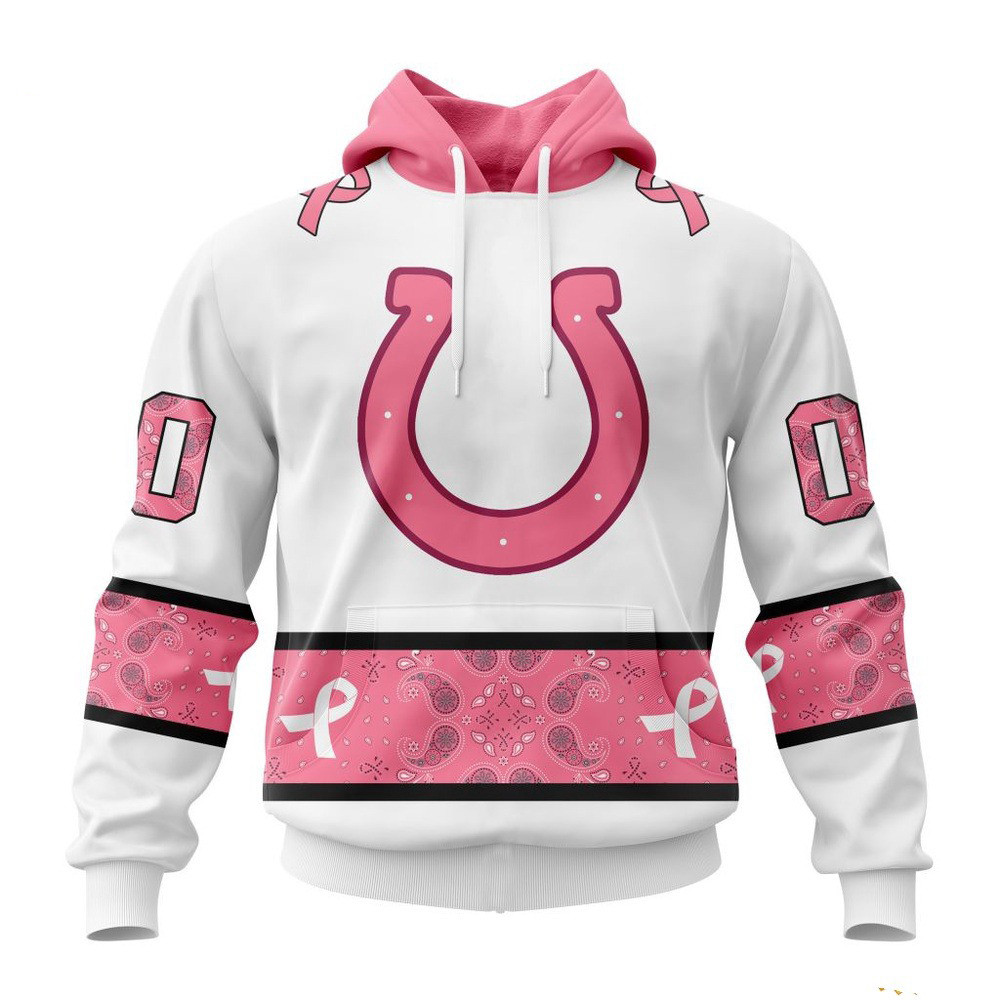 Custom NFL Indianapolis Colts Pink Design Fight Breast Cancer Hoodie Presents For Football Fans