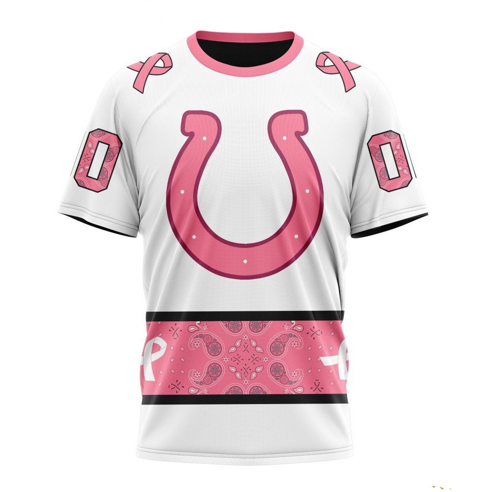 Custom NFL Indianapolis Colts Pink Design Fight Breast Cancer T-Shirt Best Gifts For NFL Fans