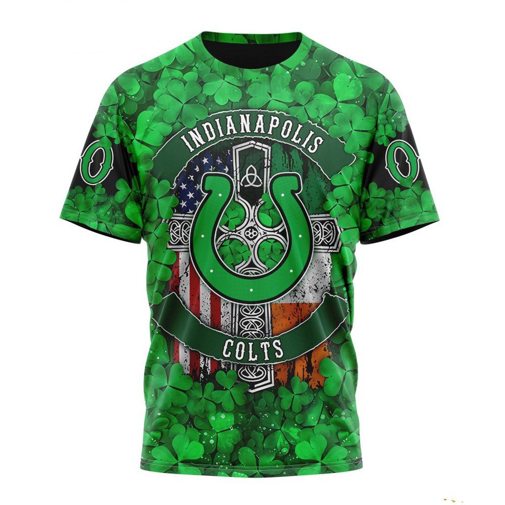 Custom NFL Indianapolis Colts St Patrick's Day 3D T-Shirt Football Fan Gift Ideas