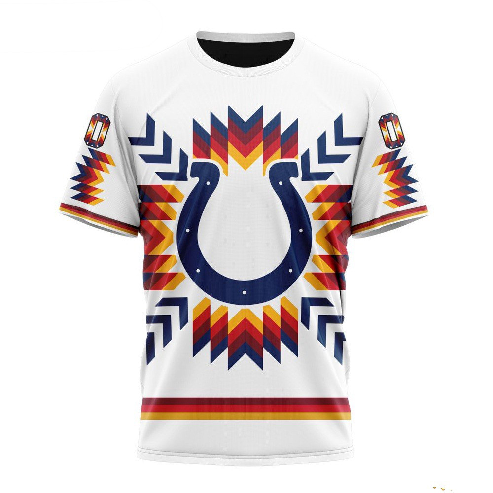 Custom NFL Indianapolis Colts T-Shirt With Native Pattern Unique Gifts For Football Lovers