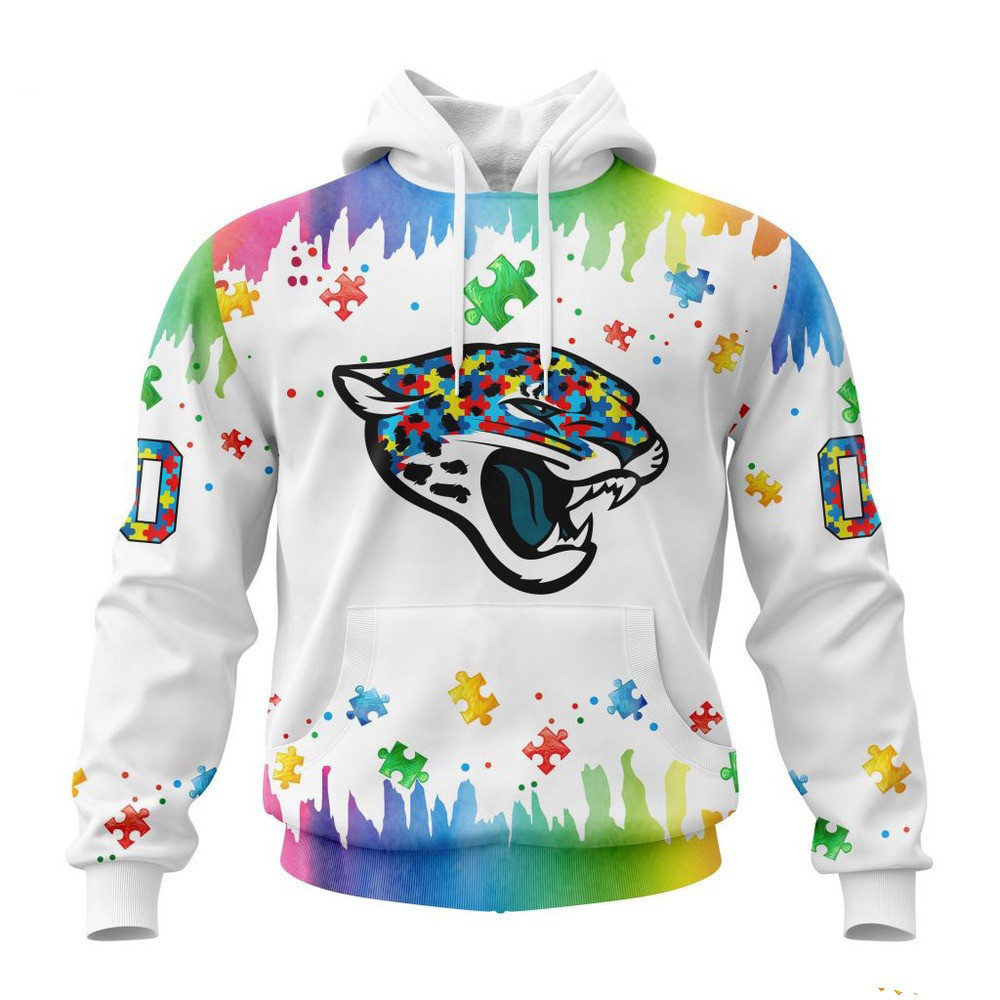 Custom NFL Jacksonville Jaguars Autism Awareness Design 3D Hoodie Football Gifts For Men