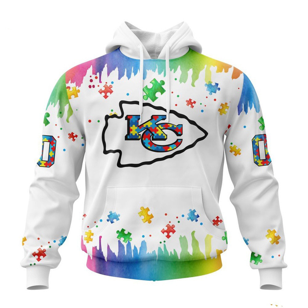 Custom NFL Kansas City Chiefs Autism Awareness Design Hoodie Football Themed Gifts