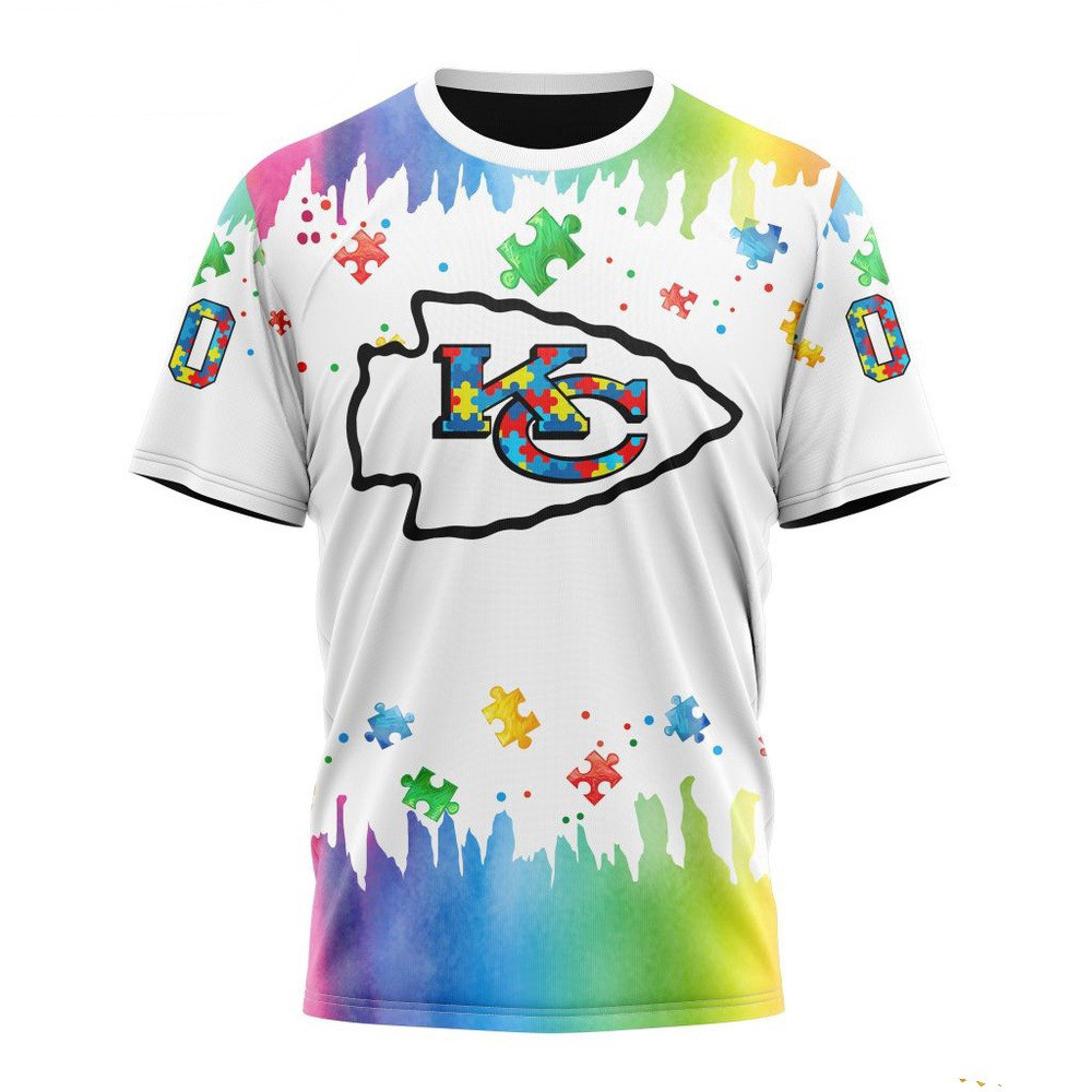 Custom NFL Kansas City Chiefs Autism Awareness Design T-Shirt Unique Gifts For Football Fans