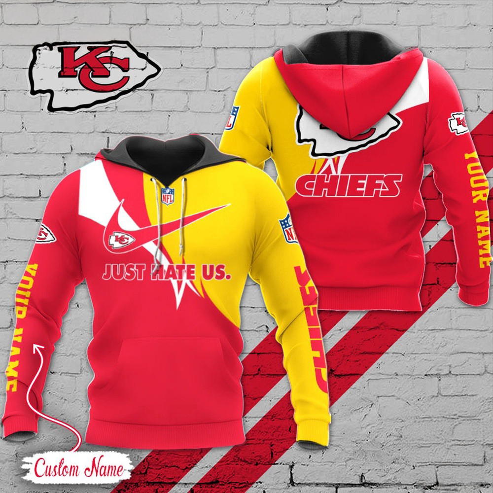 Custom NFL Kansas City Chiefs Hoodie Just Hate US Sport Hoodie Gift Ideas For Football Lovers