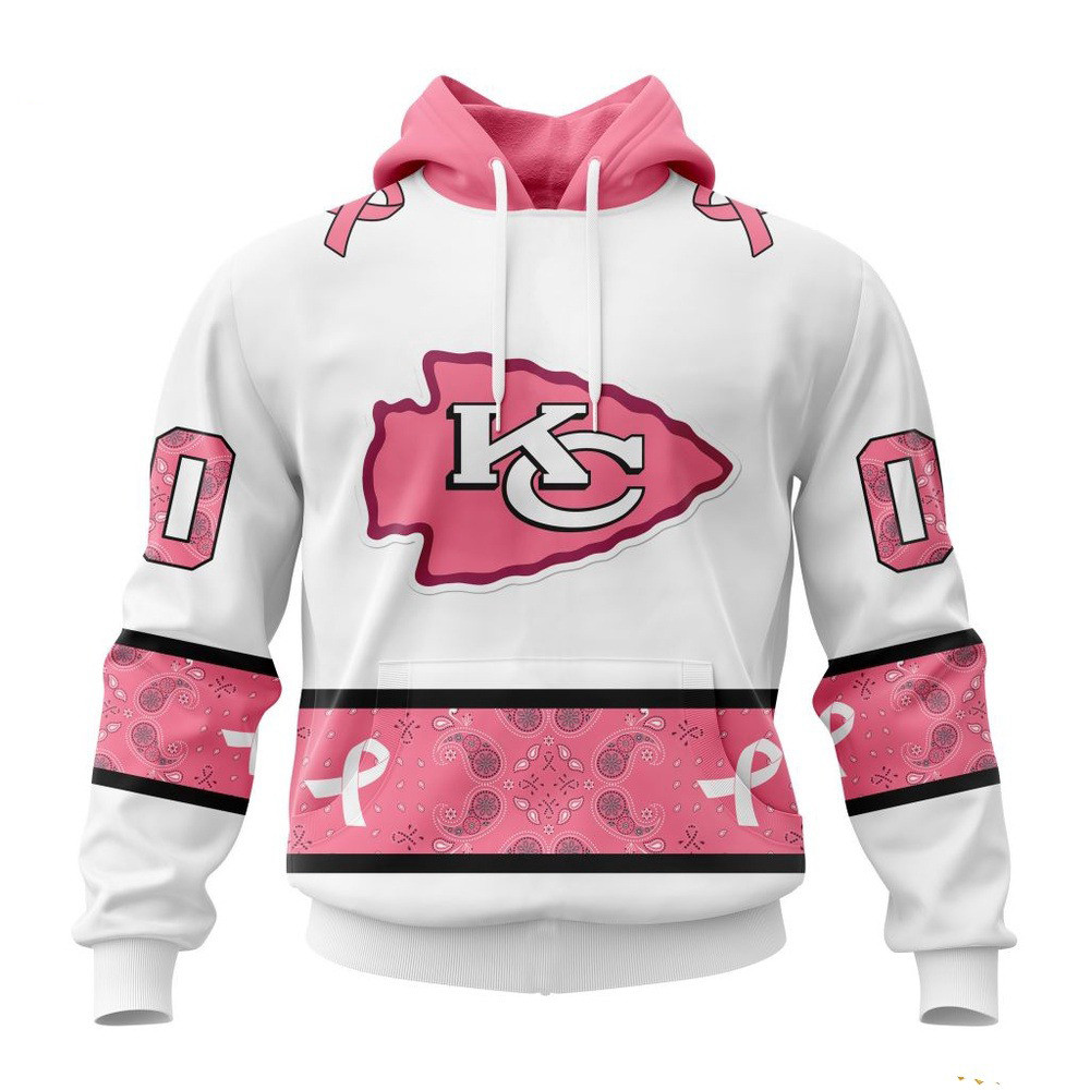 Custom NFL Kansas City Chiefs Pink Design Fight Breast Cancer Hoodie Football Gifts For Men
