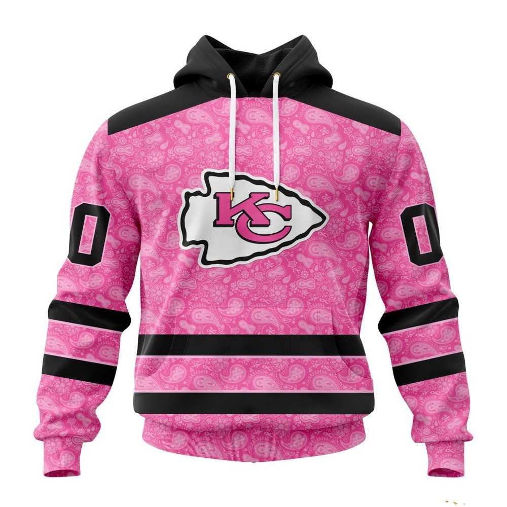 Custom NFL Kansas City Chiefs Pink Design Fight Breast Cancer Hoodie Football Related Gifts