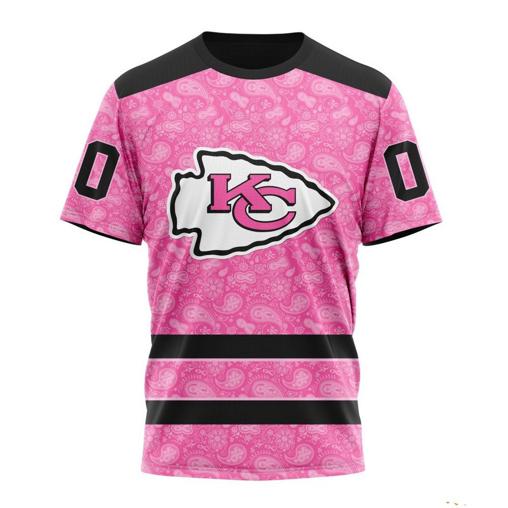 Custom NFL Kansas City Chiefs Pink Design Fight Breast Cancer Shirt Presents For Football Fans