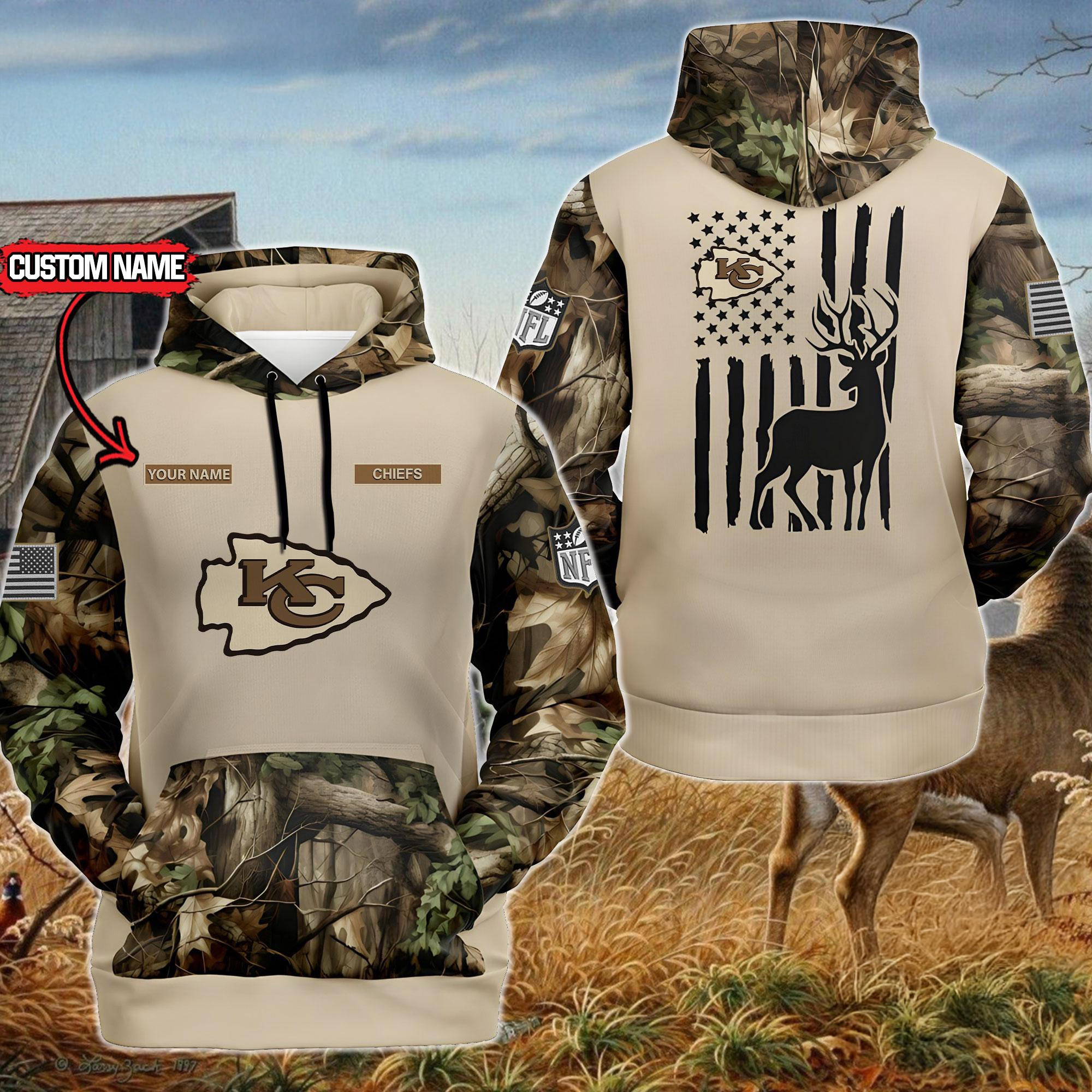 Custom NFL Kansas City Chiefs Special Deer Hunting Hoodie Gift Ideas For Football Lovers