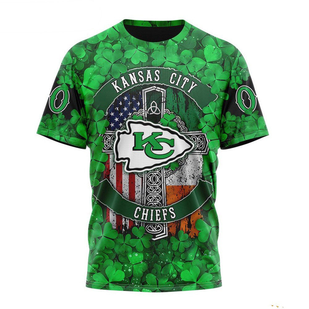 Custom NFL Kansas City Chiefs St Patrick's Day Design T-Shirt Best Gifts For NFL Fans