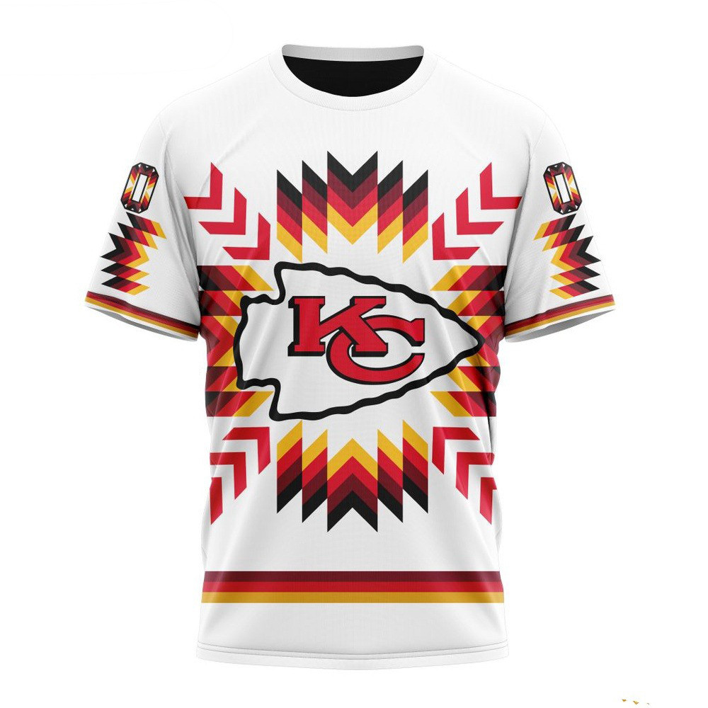 Custom NFL Kansas City Chiefs T-Shirt With Native Pattern Football Themed Gifts