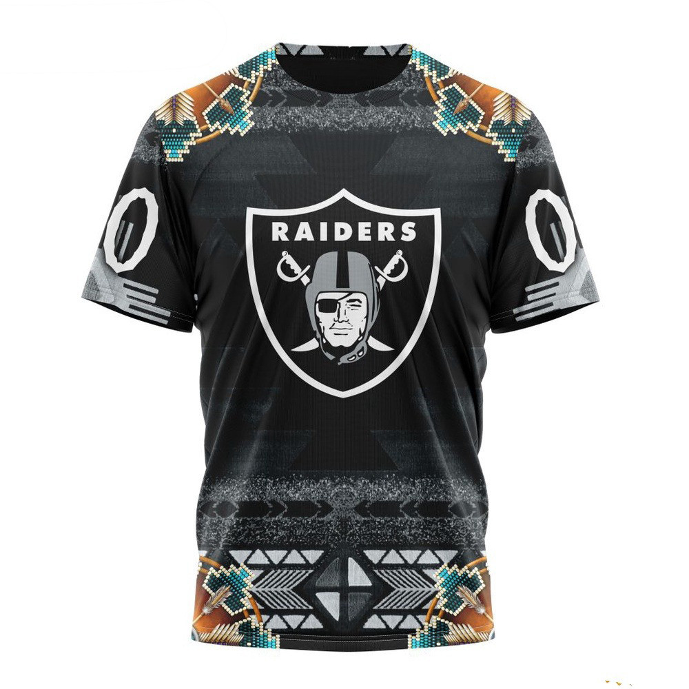 Custom NFL Las Vegas Raiders Native Costume Design T-Shirt Football Related Gifts